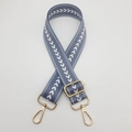 Adjustable blue chevron nylon strap with gold hardware and white arrow pattern - Lake Blue + Gold Hook