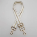 Adjustable white nylon handbag strap with gold arrow pattern and lobster clasps - White + Gold Hook