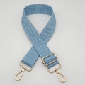 Adjustable light blue canvas shoulder strap with Greek meander pattern and gold hardware - Light Blue (Gold Hook)