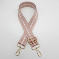 Adjustable pink nylon bag strap with white arrow pattern and golden metal buckles - Pink + Gold Hook