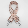 Ethno-Taschenriemen aus Nylon mit rosa geometrischem Muster und Silberhaken - Lotosrosa mit Roségoldfaden und Silberhaken