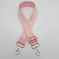 Adjustable pink nylon shoulder strap with white arrow pattern and gold metal hardware - Pale Pink + Gold Hook