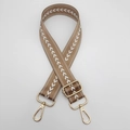 Brown woven nylon shoulder strap with white arrow pattern and golden metal clips - Dark Khaki + Gold Hook