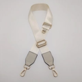 Tracolla regolabile in nylon crema con ganci a moschettone dorati e anello a D - Gancio Dorato / Bianco Riso Con Pelle Bianca