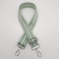 Adjustable light green nylon bag strap with arrow pattern and silver metal hooks - Light Green + Silver Hook