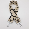 Adjustable geometric diamond canvas shoulder strap with silver hooks for crossbody bags - Black Apricot and Silver Hook