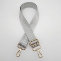Adjustable grey nylon purse strap with white arrow pattern and gold metal hooks - Silver Gray + Gold Hook
