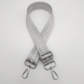 Adjustable nylon shoulder strap with light grey chevron pattern and silver lobster clasps - Silver Gray + Silver Hook