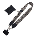 Adjustable leopard print phone strap with detachable mini purse and silver metal hooks - Classic Leopard Print (Silver Hook Set)