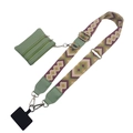 Adjustable woven crossbody phone strap with detachable coin purse and metal hooks - Green Purple Rhombus Texture (Silver Hook Set)
