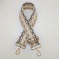 Verstellbarer geometrischer Jacquard-Taschengurt 5cm breit mit Ethno-Muster und Goldteilen - Gold S-Haken Verbinder Verschluss / Beige Jacquard Geometrisch