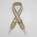 Bandoulière réglable en toile kaki avec fils argentés et mousquetons dorés brillants - Quincaillerie Argentée / Abricot Beige