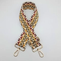 Adjustable ethnic 5cm wide canvas shoulder strap with geometric diamond weave pattern - Orange Wine Red Geometric