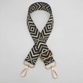 Tracolla larga regolabile intrecciata geometrica con ganci girevoli dorati per borse - Gancio oro chiaro / Filo Oro Nero Beige