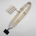 Cream white woven phone strap with small zipper coin purse and gold letter pattern - Cream White Letter Print (Silver Hook Set)