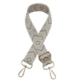 Dettaglio della tracolla jacquard a rombi con ganci in metallo dorato regolabili - Gancio oro chiaro / Base Beige Grigio