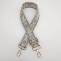 Verstellbarer bestickter Taschengurt im Ethno-Stil mit Blumenmuster und Goldhaken - Beige mit Grau