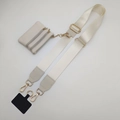 Cream wide nylon shoulder strap with adjustable gold buckle and small zipper coin pouch - Beige (No Bag)