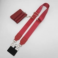 Adjustable red nylon shoulder strap with matching leather coin purse and gold metal hooks - Red Set (Gold Hook + Bag + Gasket)