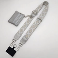 Adjustable wide woven shoulder strap with grey mini coin purse and phone connector - Diamond Silver Line Set
