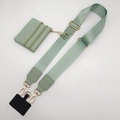 Detail of adjustable mint green nylon shoulder strap with matching small zipper pouch - Matcha Green Set (Gold Hook + Bag + Gasket)