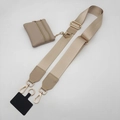 Detail of adjustable beige phone strap with gold hardware and matching zipper coin purse - Camel Set (Gold Hook + Bag + Gasket)