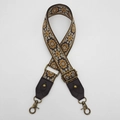 Dettaglio della tracolla jacquard bohémien con motivo floreale e ganci in bronzo - Stile 2 Pelle Caffè