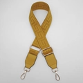 Adjustable mustard yellow woven shoulder strap with gold metal buckles and greek pattern - Yellow + Yellow Leather