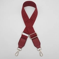 Deep red adjustable bag strap with Greek Key jacquard pattern and gold metal hooks - Wine Red + Wine Red Leather
