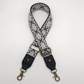 Detail of adjustable ethnic style woven bag strap with bronze metal lobster clasps - No.6 Black Leather