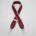 Adjustable wide wine red shoulder strap with meander pattern and gold metal hooks - Wine Red With Beige Edge