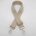 Tracolla regolabile in tessuto beige con fibbie in metallo dorato e motivo chevron - Beige / Gancio in Argento