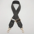 Adjustable gray herringbone canvas shoulder strap with gold metal buckles for crossbody bags - Dark Grey with Dark Grey Leather