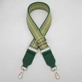 Tracolla larga regolabile con motivo geometrico a rombi verdi e terminali in ecopelle - Bordo Crema Verde Erba + Pelle Verde Erba