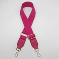 Detail of rose pink chevron canvas strap with golden metal lobster hooks and slider - Rose Red + Rose Red Leather
