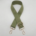 Bandoulière réglable vert olive à motif chevrons avec mousquetons en métal doré - Vert Haricot / Crochet Argenté