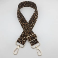 Detail of adjustable leopard print bag strap with high-quality gold metal hardware hooks - Brown Khaki + Gold Hook
