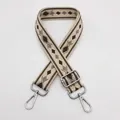 Adjustable wide woven shoulder strap with brown and green diamond patterns and silver hooks - Style 10 (No.10) / Silver Hook