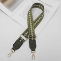 Bandoulière réglable en nylon avec motif chevron vert et attaches dorées pour sacs - Quincaillerie Dorée / Vert Armée