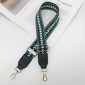 Bandoulière réglable en nylon vert foncé avec motif flèche et boucles dorées - Quincaillerie Dorée / Vert + Cuir Vert