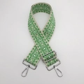 Adjustable beige and green diamond pattern nylon replacement strap with silver metal hooks - Beige and Grass Green With Silver Hook