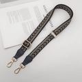 Adjustable wide woven shoulder strap with geometric pattern and gold swivel lobster clasps - Graphite Grey (Gold Hook)