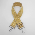 Adjustable yellow and white diamond pattern embroidery nylon strap with silver metal hooks - Beige and Yellow With Silver Hook