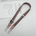 Adjustable woven chevron strap with pink leather ends and silver metal lobster clasps - Light Pink (Silver Hook)