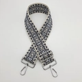 Adjustable navy and beige diamond weave nylon strap with silver metal lobster hooks - Beige and Dark Blue With Silver Hook