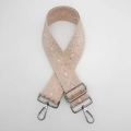 Pink and grey diamond pattern woven replacement bag strap with silver metal swivel hooks - Beige and Pastel Pink With Silver Hook