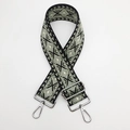 Adjustable crossbody strap with black and green diamond embroidery and silver buckles - Black and Olive Green With Silver Hook