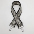 Adjustable diamond pattern nylon shoulder strap with silver lobster clips in black and grey - Black and Gray With Silver Hook