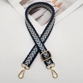 Détail de la bandoulière en nylon réglable avec motif fléché et crochets dorés - Crochet Argenté / Bleu Foncé Bord Bleu Riz