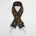 Adjustable wide replacement bag strap with brown and black geometric rhombic pattern - Black and Brown With Silver Hook